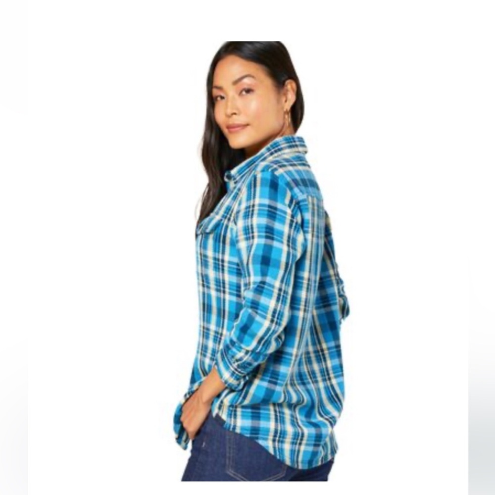 Outerknown Blue and Yellow Plaid Blanket Shirt